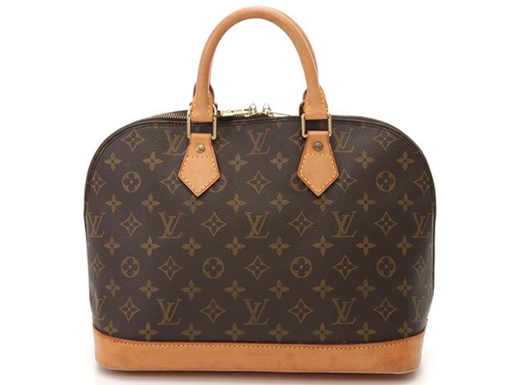LOUIS VUITTON Alma Monogram Handbag Leather Brown